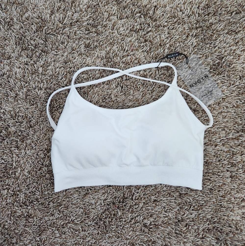 NVGTN White Invincible Sports Bra Small